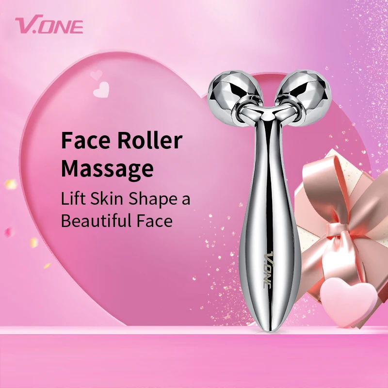 

3D Roller Massager Y Shape 360 Rotate Lift Thin Face Body Shaping Relaxation Wrinkle Remover Facial Massager Tool, Silver