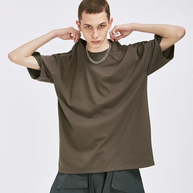 

CFY Wholesale Summer New Design Round Neck Short Sleeve T-Shirt Custom Printing Cotton Hip Hop Men Brown T Shirt