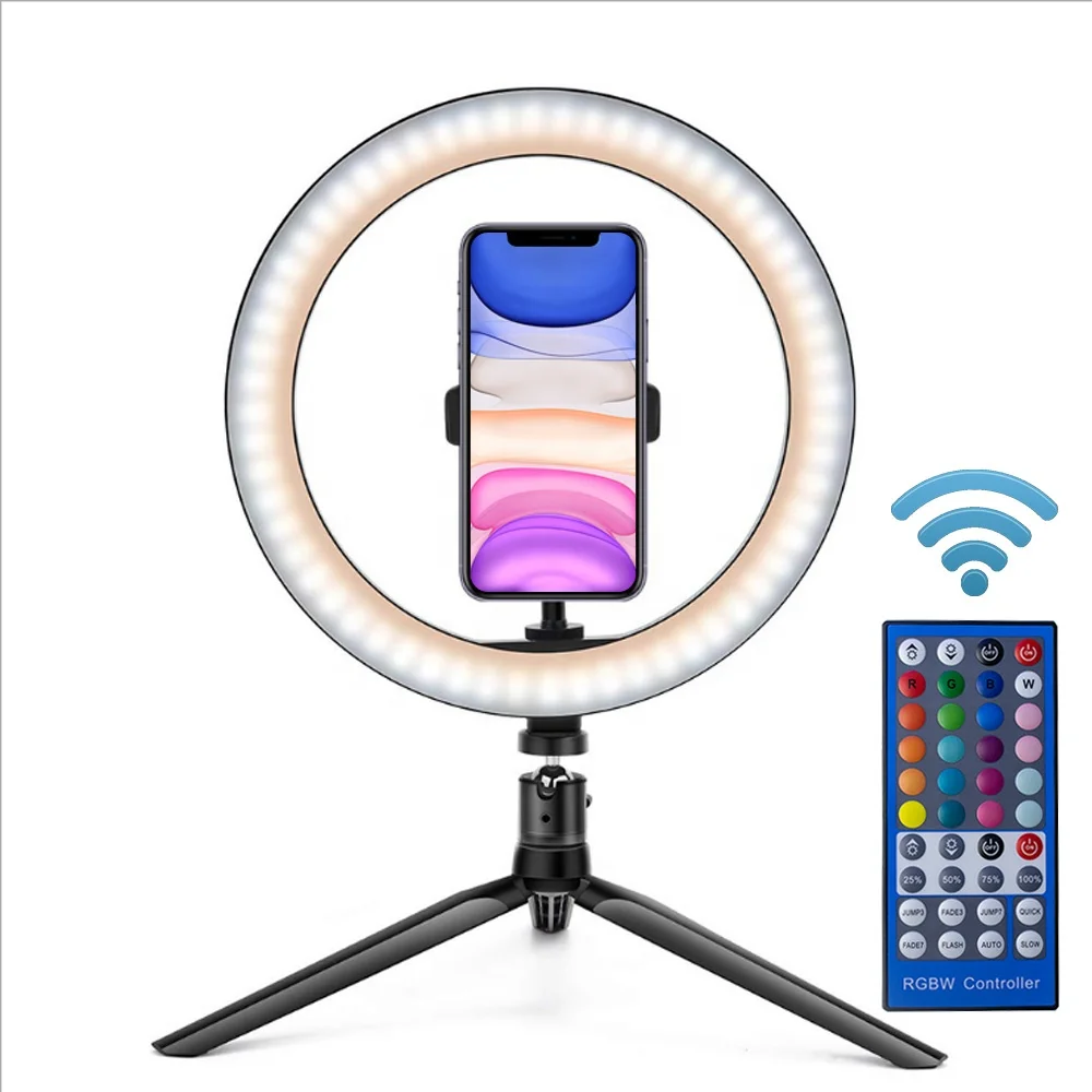 

16cm/6.3inch Photography LED Light RGB ring fill light With Phone holder Smart control Fill Light For Vlog Live Makeup, Rgbw