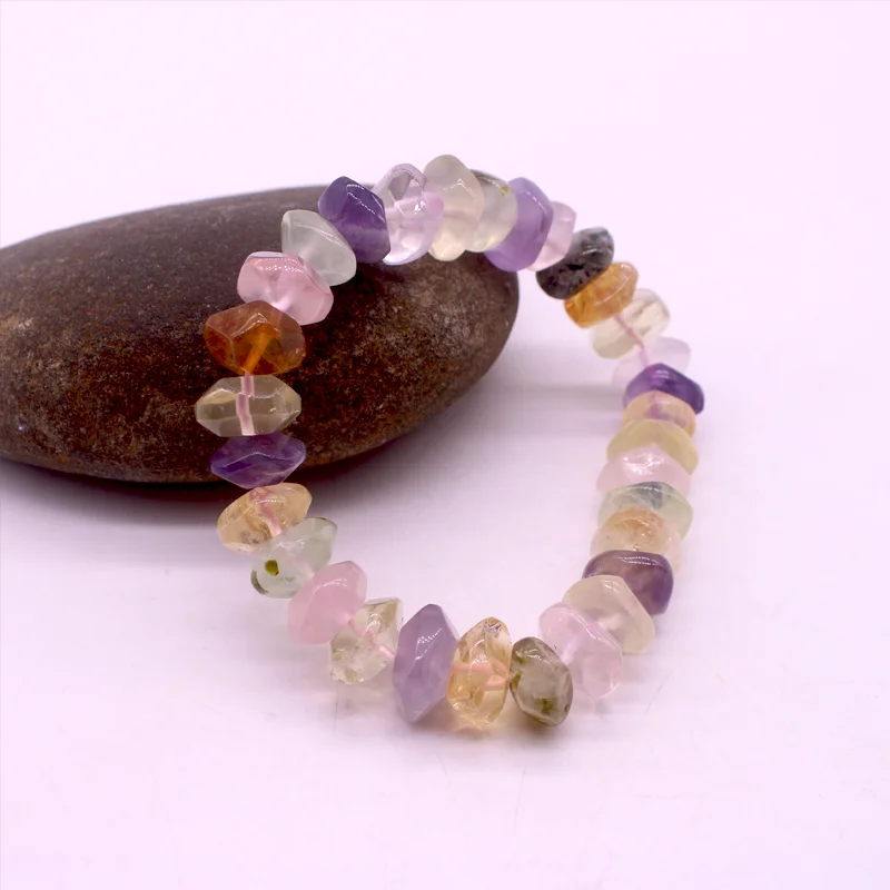 

High quality ametrine irregular flakes crystal chips bracelet healing energy natural raw stone stretch bracelet