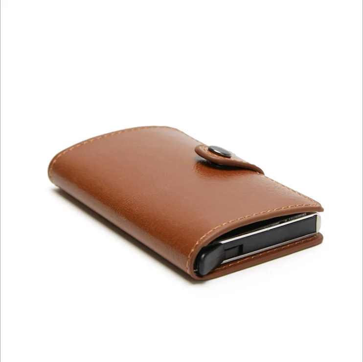 

Card Holder Minimalist PU Wallet Rfid Blocking Shield Wallet Credit Card Business High-quality Pop-up Leather Short Polyester