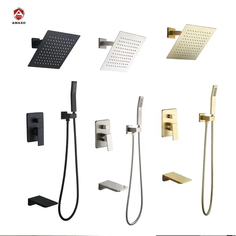 

China best competitive manufacturer concealed shower set rain shower set bathroom grifos de ducha brass shower set