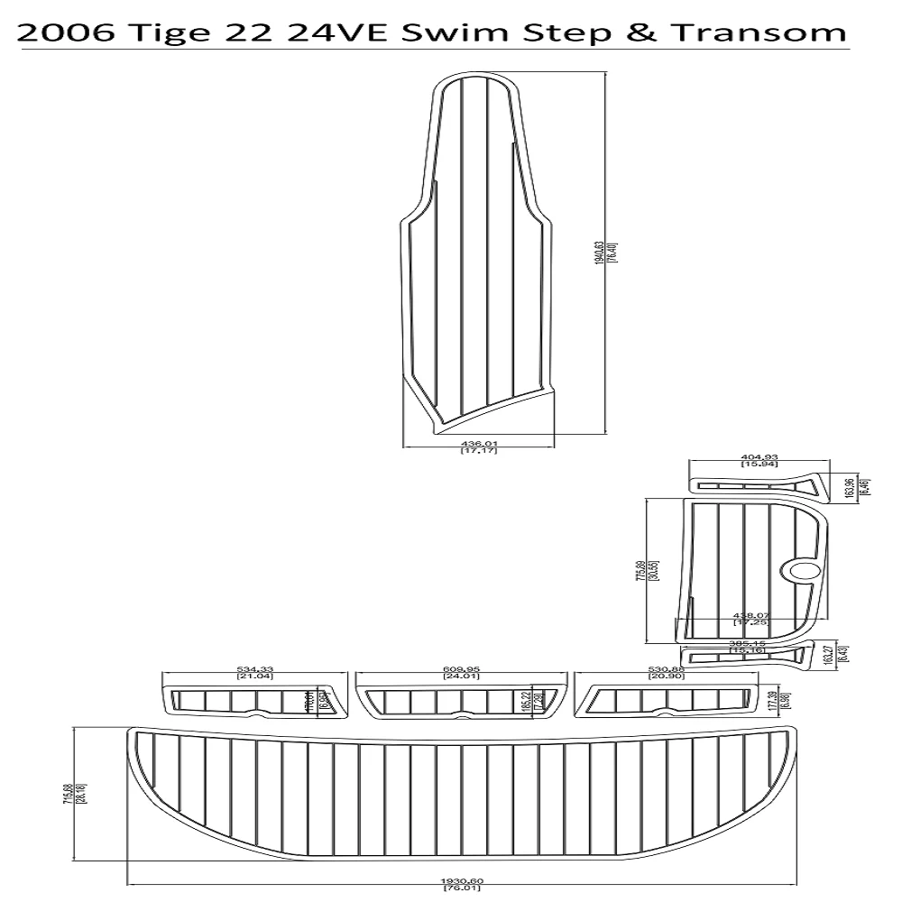 

2006 Tige 22/24VE Swim Step & Transom Pad Boat EVA Teak Decking 1/4" 6mm