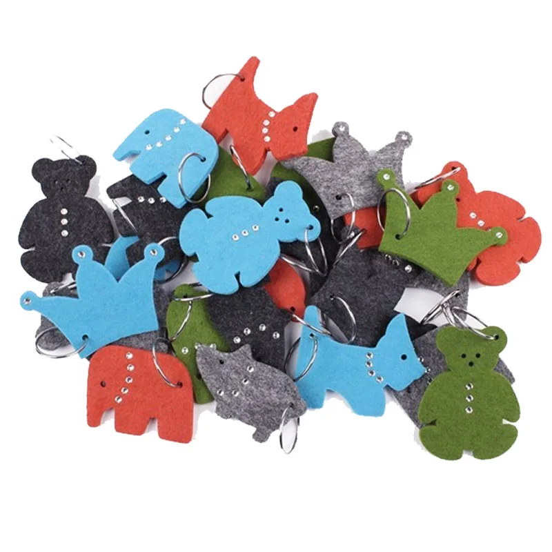 muti-colors key holders felt with name