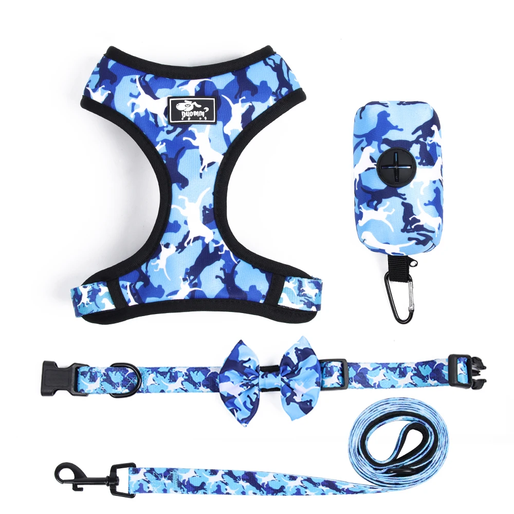 

Camouflage Color Printing Pet Accessories Chest Dress Harness Reflective Dog Leash and Pet Harness Set, White, pink, blue, etc