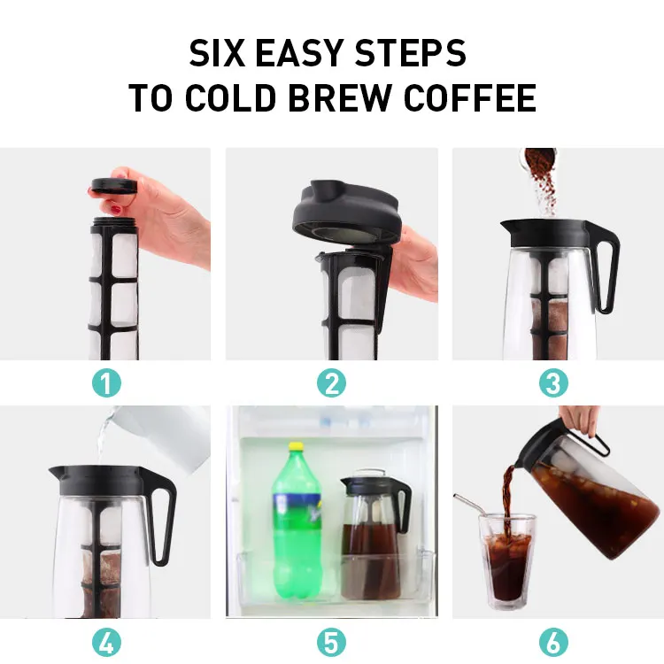 Airtight Glass Cold Brew Iced Coffee Maker Coffee And Tea Infuser,Iced