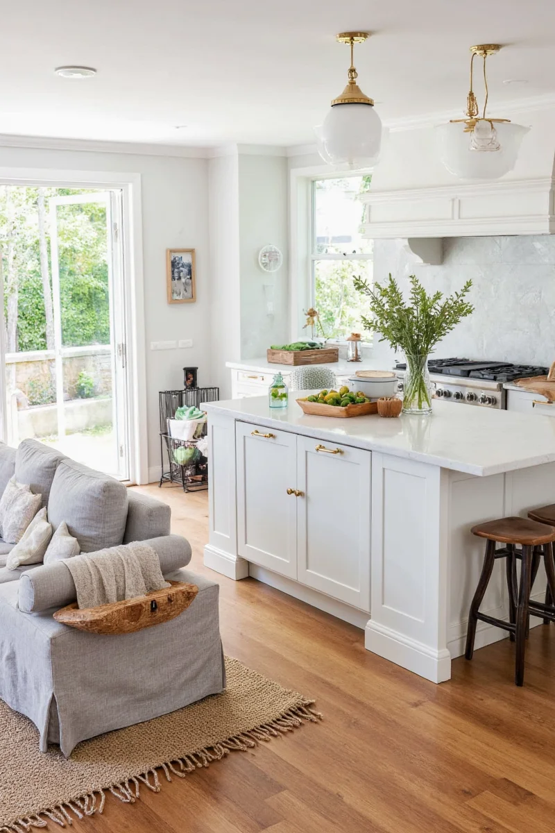 Color palette matching examples with different plant types and kitchen backgrounds