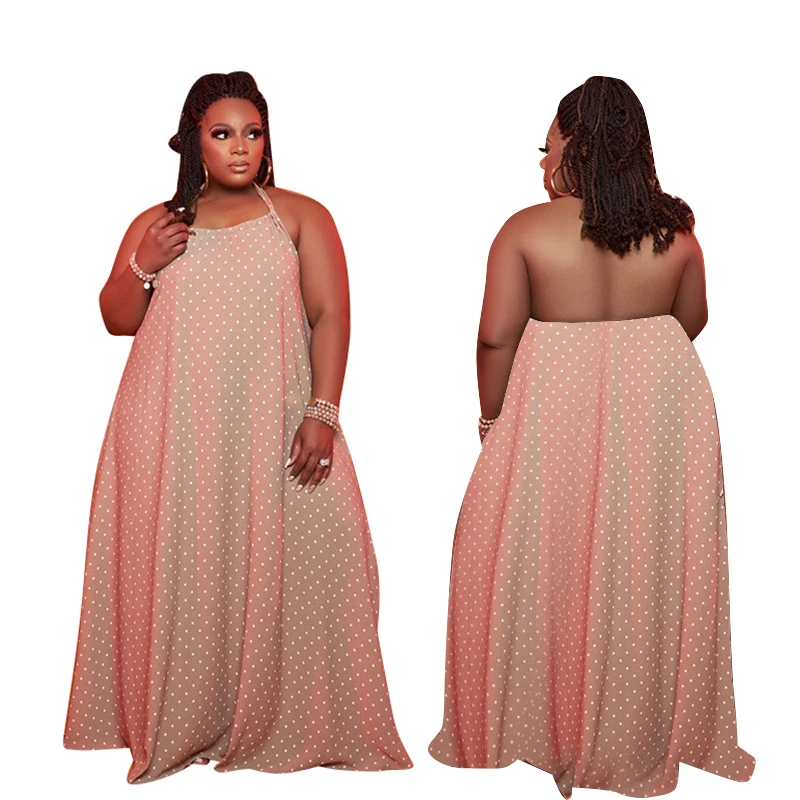 

Wholesale Leisure Plus Size Sling Type Backless Maxi Long Dress Women