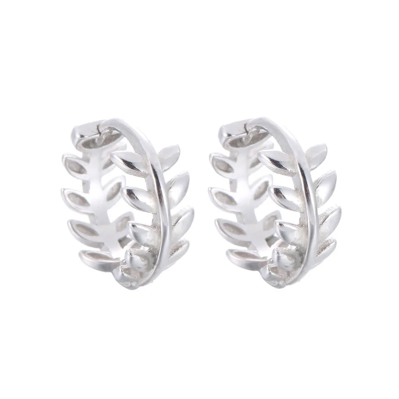 925 Sterling Silver leaves Earring Simple wholesale earings for women 2021 korean