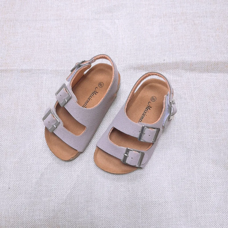 

Wholesale monogrammed new baby soft sole casual solid color baby summer walking cork sandals for kids, As picture