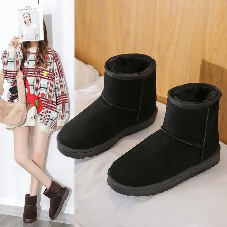 

New arrivals 2022 furry flat sandals fur snow boots shoes winter shoes for women, Customized color