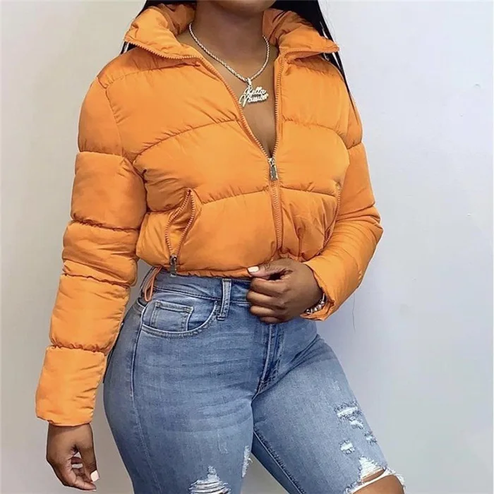 

Women's Clothing Cropped Puffer Jacket for Women Winter Clothes Warm Parka Fashion Short Outwear Long Sleeve Thick Bubble Coat