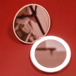 Mini portable folding travel mirror 2x magnificati