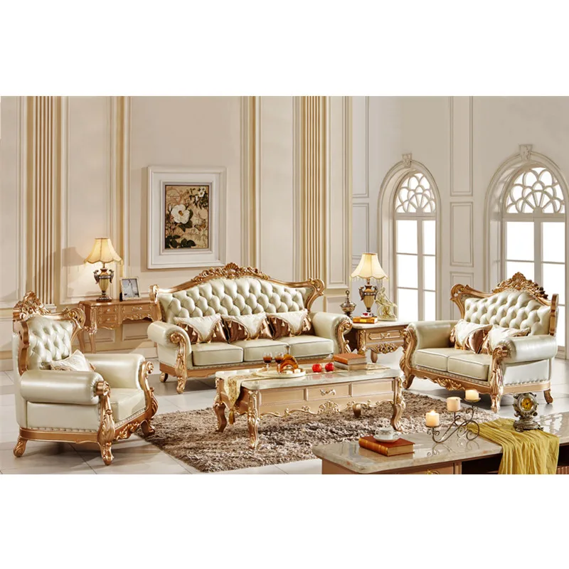 European Furniture Royal Luxury Solid Wood Antique Living Room Home ...