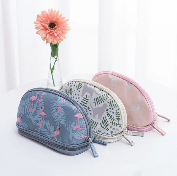 

Printed travel Makeup bag Portable large capacity double storage cosmetic bag customized, Customized color