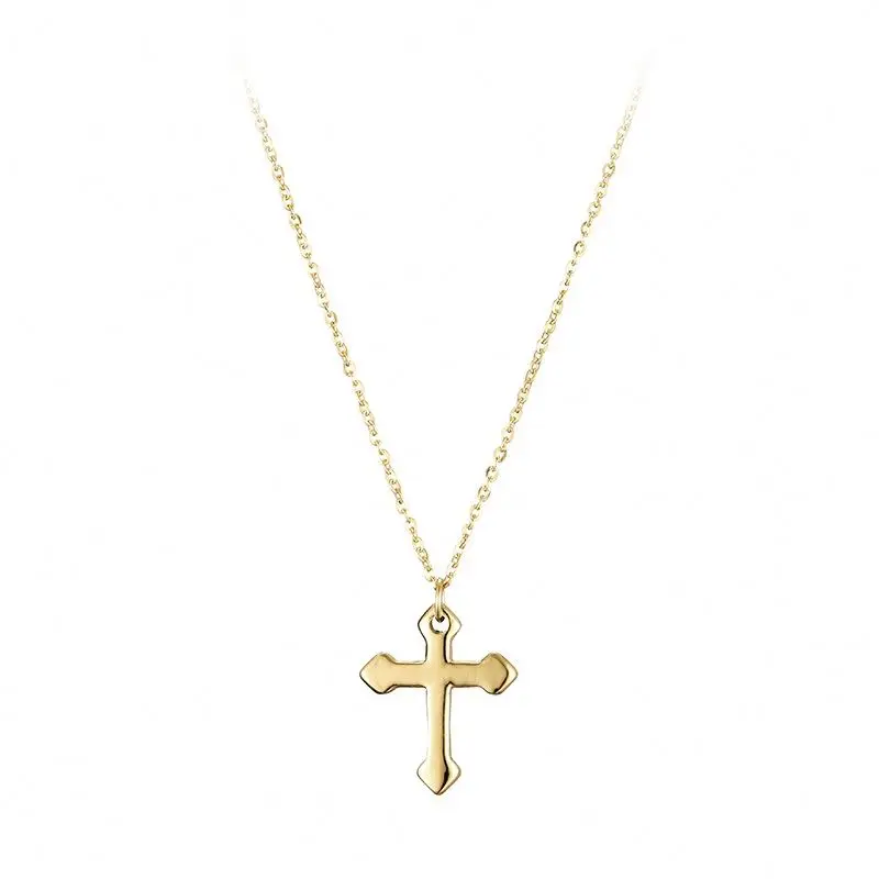 

Fanze XLTA-43 Manufacturer Christian 18K Gold Plated Cross Necklace Stainless Steel Religious Jewelry For Women