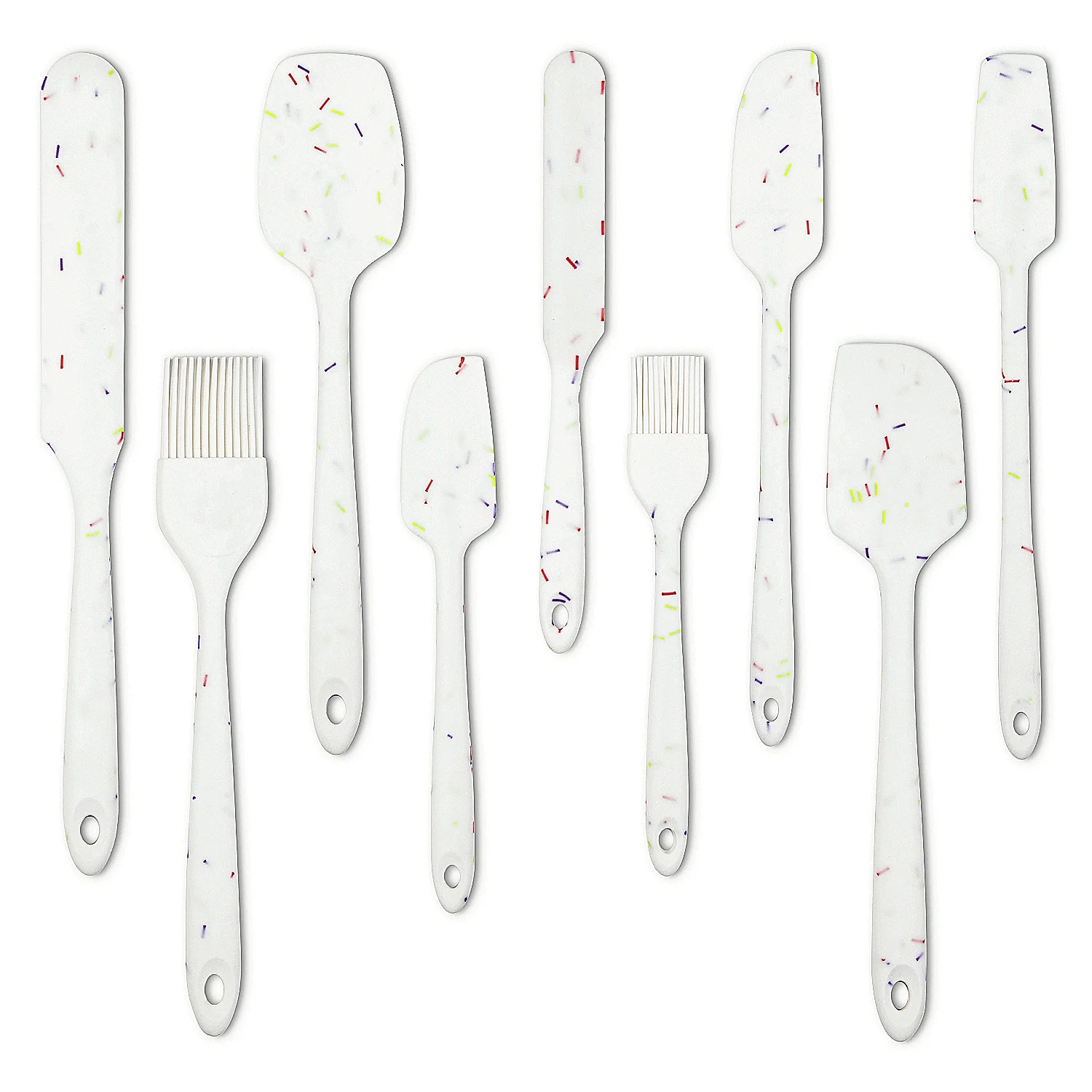 

Wholesaler Ergonomic Design Spatula Set 9 Pcs Heat Resistant Rubber Spatula for Baking-White, Customized