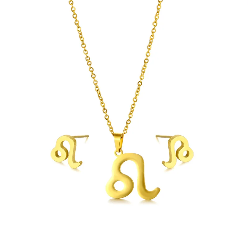 

2021 New Arrival Zodiac Aquarius Clavicle Chain Necklace with Earring Sets Custom Pendant Necklace Wholesale