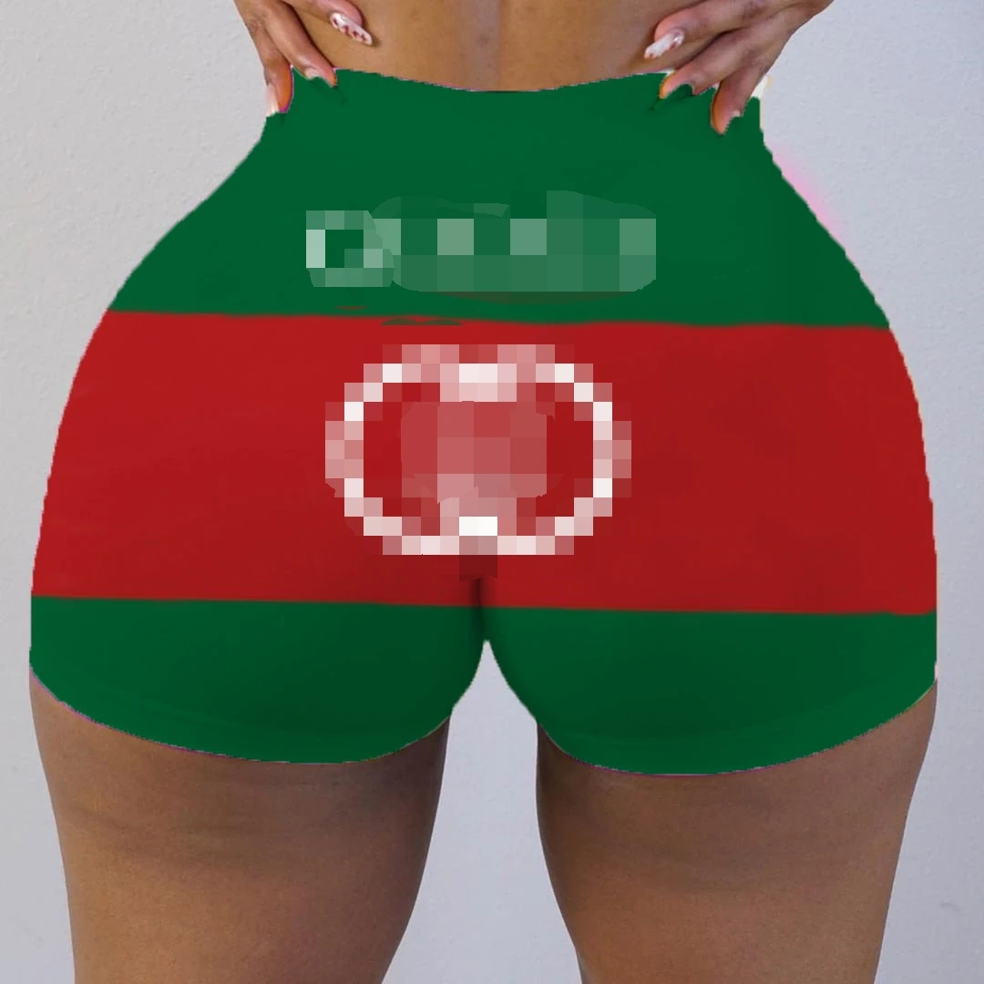 

Women Clothes Underpants Fitness Wear Lifting High Waist Solid Color Elastic Fashion printed sports shorts