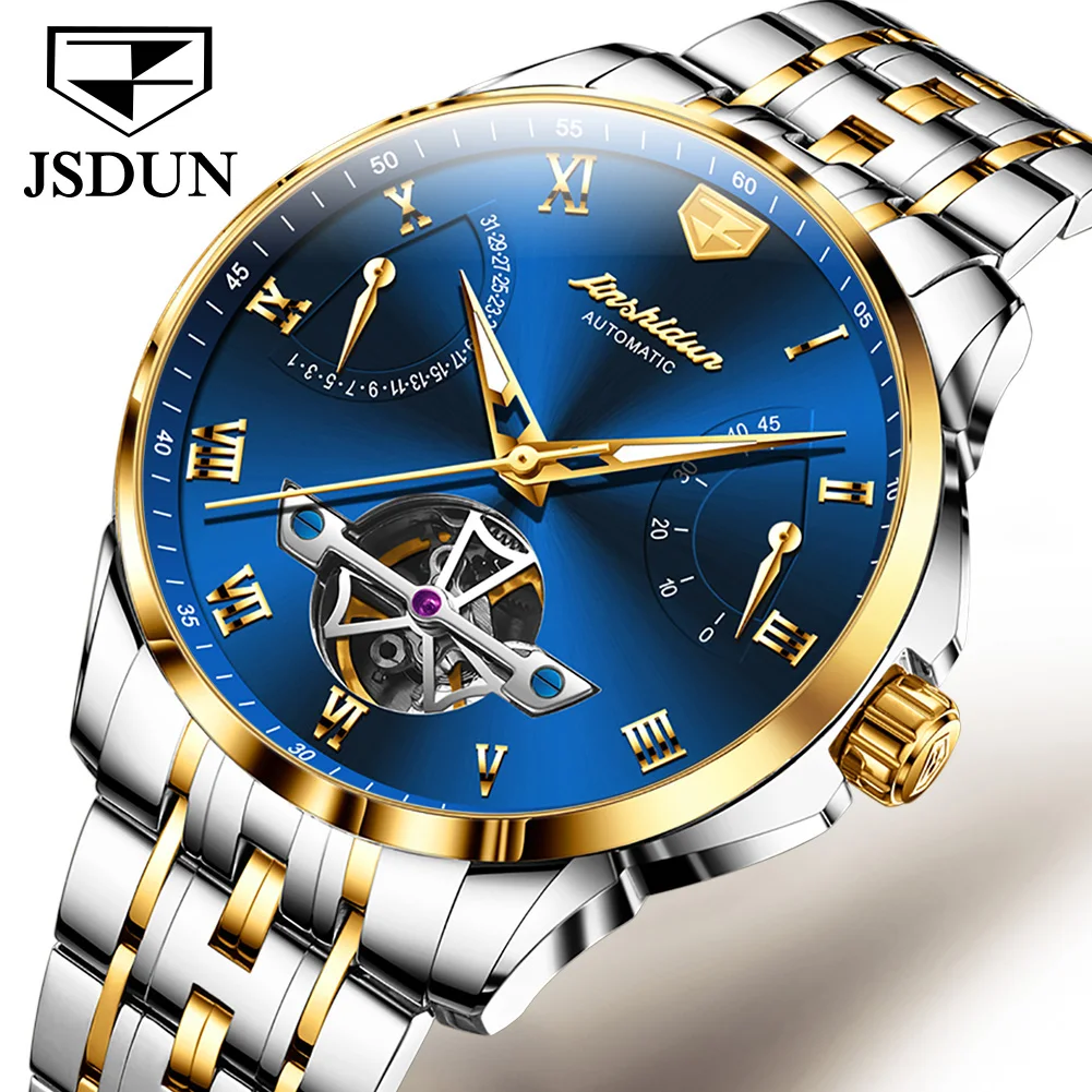 

JSDUN 8912 men China Made Men Waterproof Luminous Business automatic Movement Stainless Steel Tourbillon Luxury Mechanical Watch
