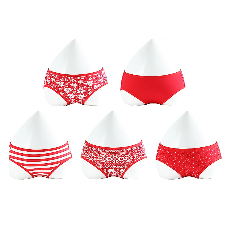 

New Design Women's Seamless Briefs Cute Girls Lingerie Female Luck Red Hipster Underwear Breathable Cotton Women Panties