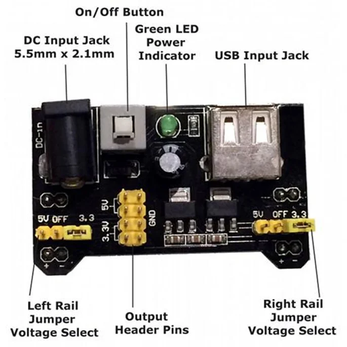 Модуль питания схема. Модуль питания Breadboard Power Supply mb102. Схема макетная плата mb102. Модуль питания макетной платы mb102 схема. Модуль питания ардуино 3,3v 5v.