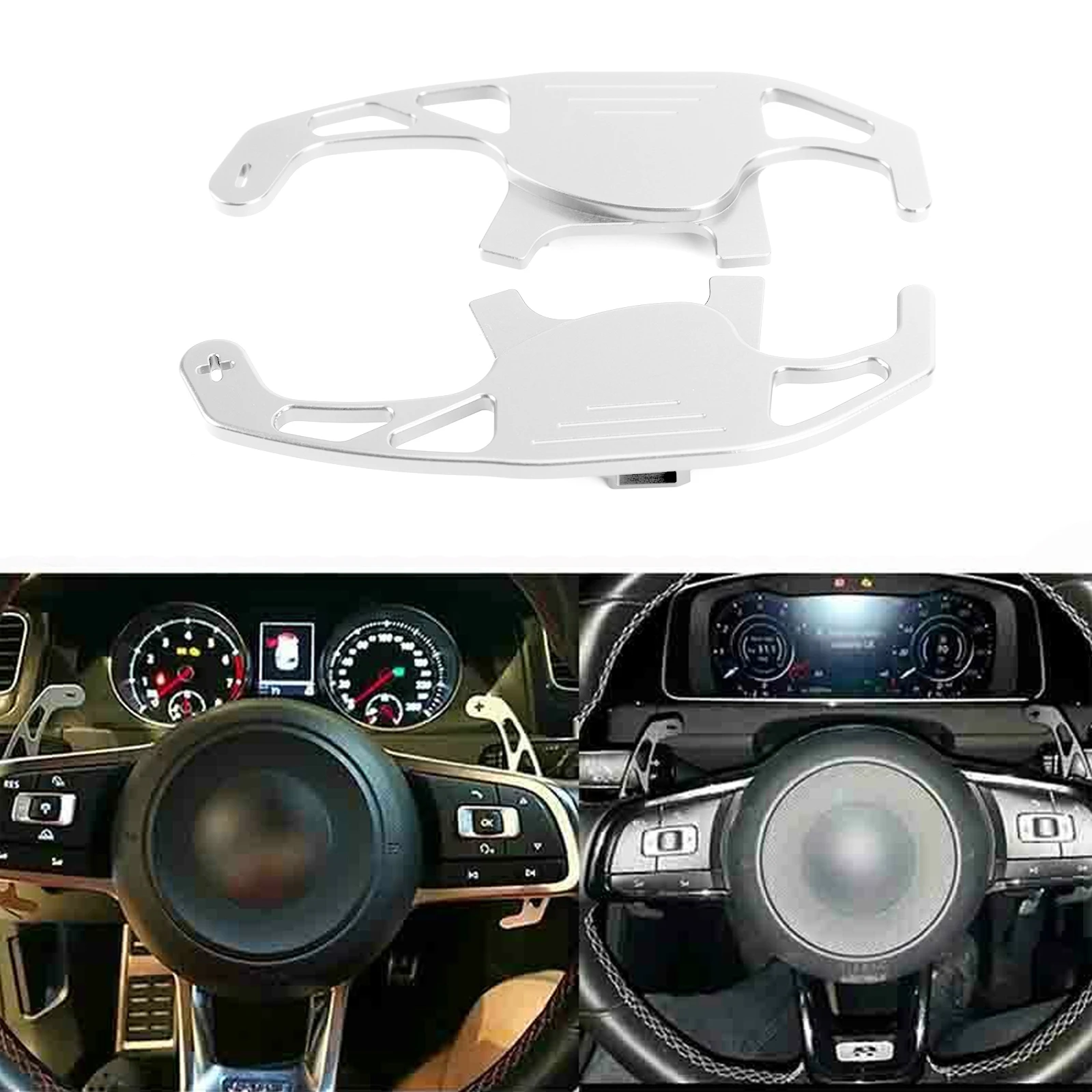 

Areyourshop Steering Wheel Shift Paddle Extension For VW Golf MK7 TSI GTI R Scirocco Silver