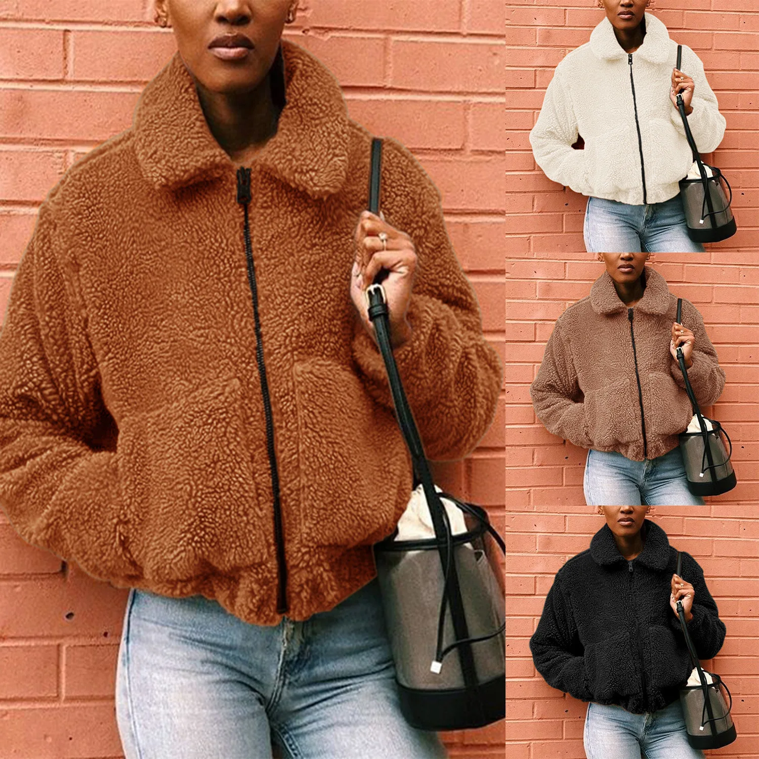

Wholesale Fall Winter Warm Jackets Female Fashion Casual Ladies Jacket Plush Fashion Fur Coat Women