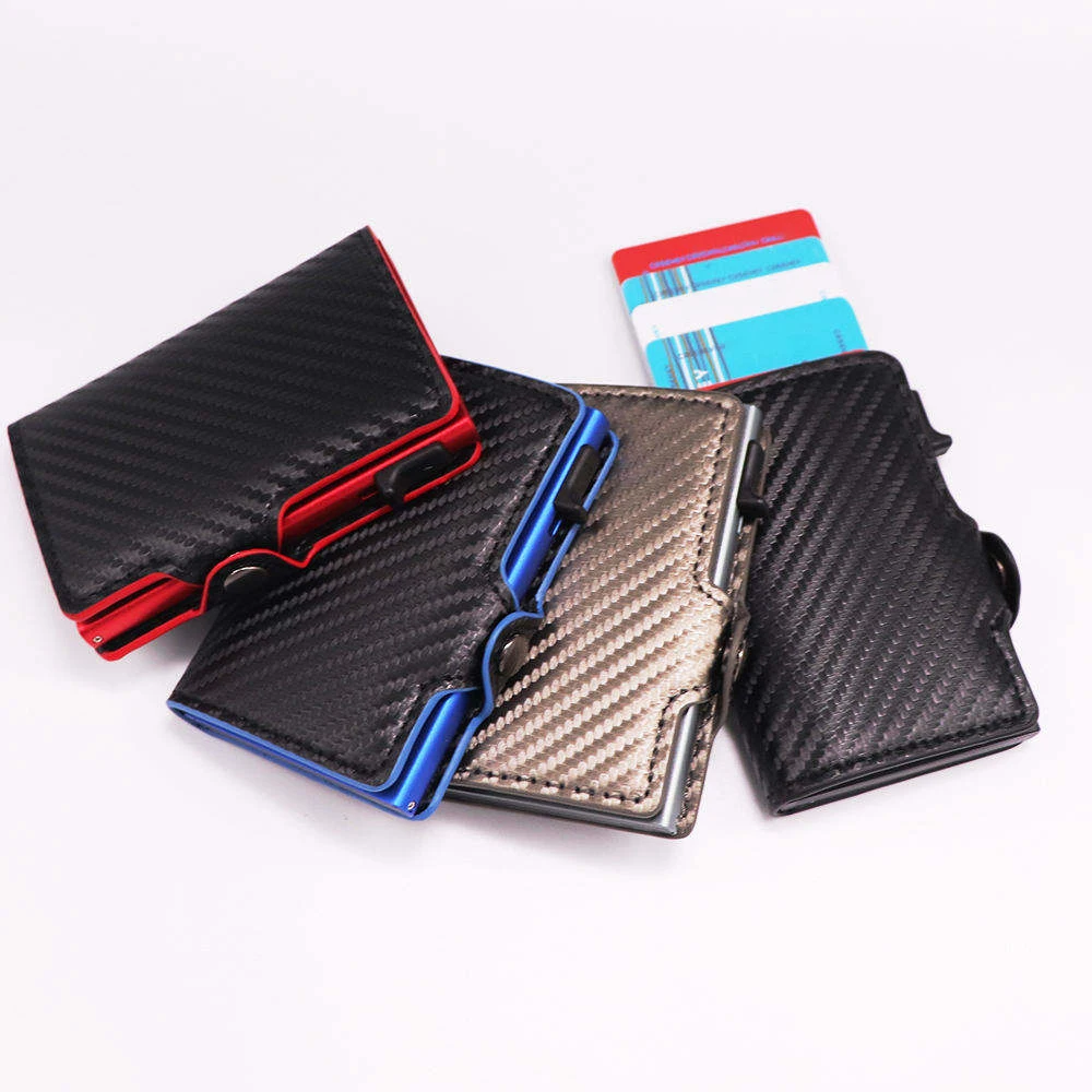 

Carbon fiber ejector case multicolor wallet personalized smart wallet RFID blocking wallet carteras tarjetero