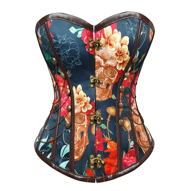 

Fashionable Colombian Waist Cincher Printed Fabric Waist Training plastic Bone Corset Colorful Girdle Classical Corset