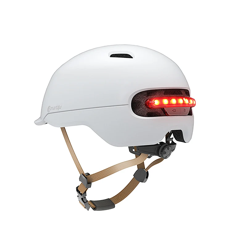 

Adult Breathable Open Face Scooter Bike Bicycle Safety Smart Helmet With Warning Light, White, black