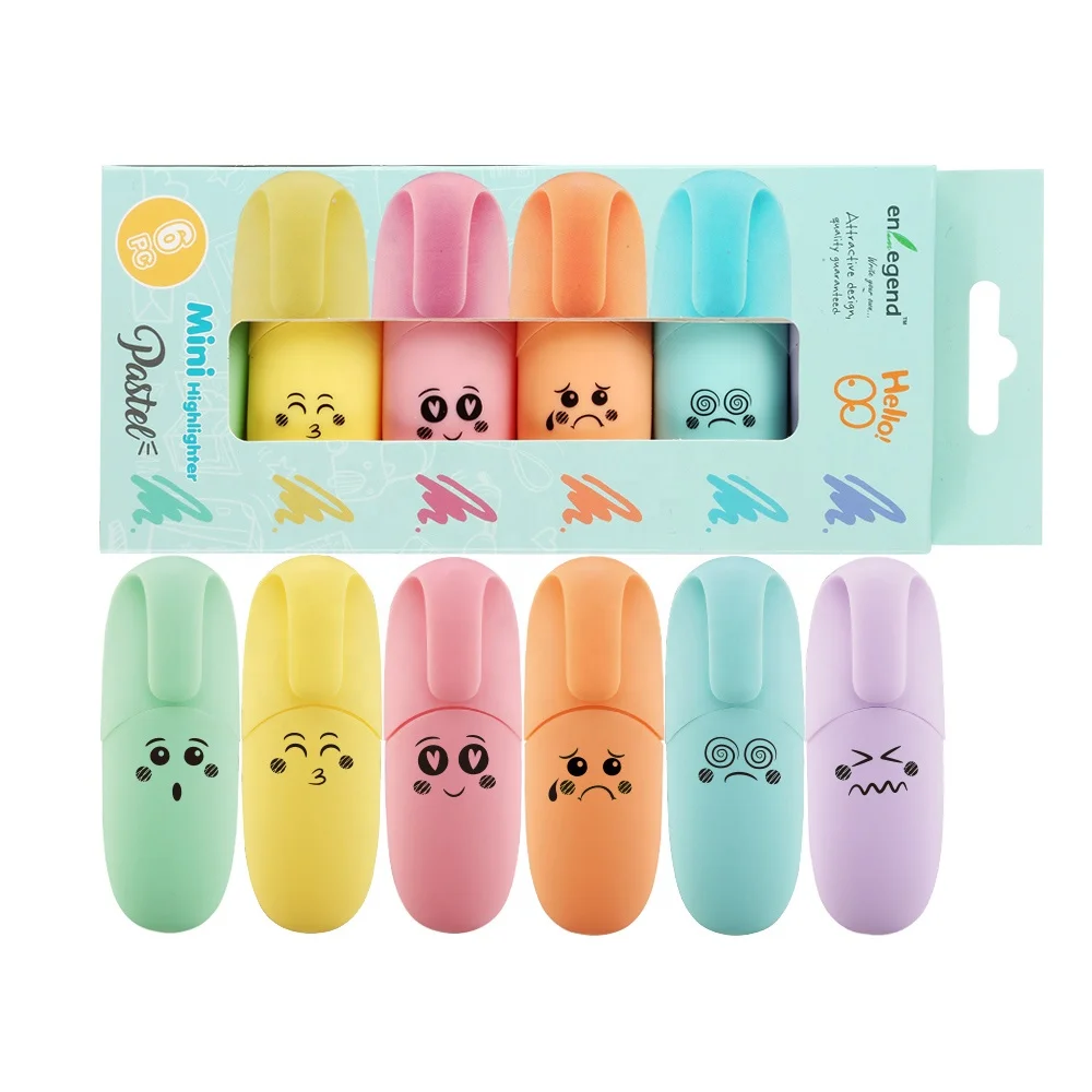 

6pcs New Design Pastel Color Mini Scented Highlighter Marker Set with Hanger Box