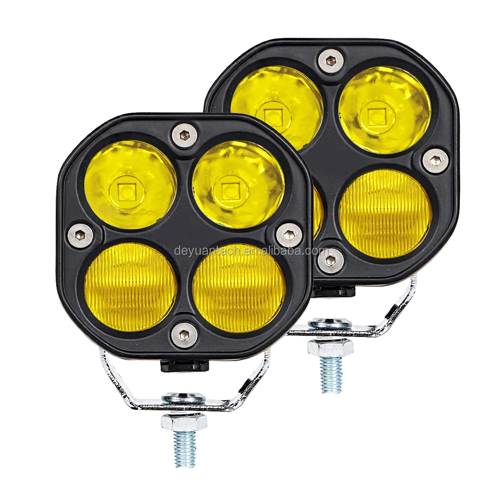 LED Yellow Driving Fog Lights 2Pcs 3Inch 40W Waterproof Driving OffRoad Work Lamps For Wrangler Offroad 4X4 Auto Car Jeep Tru