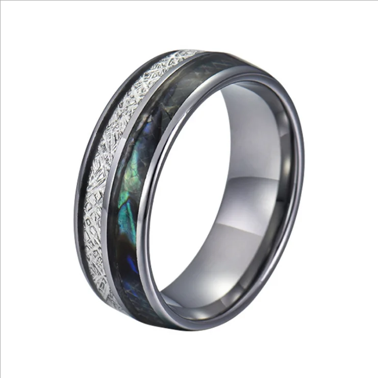 

Popular European and American men's rings creative fashion shell imitation meteorite stainless steel ring processing custom