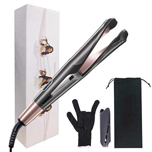 

JH New 2 in 1 Twisted Hair Curler Inclined LCD Hair Straightener, Tail Rotating Thermostat Electric Splint
