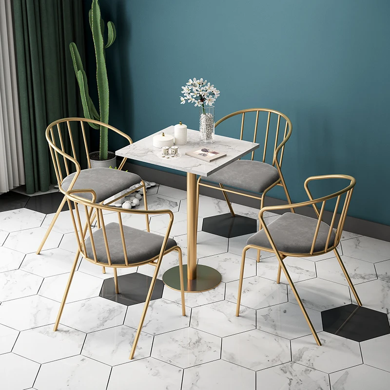 Nordic Ins Marble Dining Table And chair Combination Balcony Restaurant Lounge Bar Coffee Table And chair