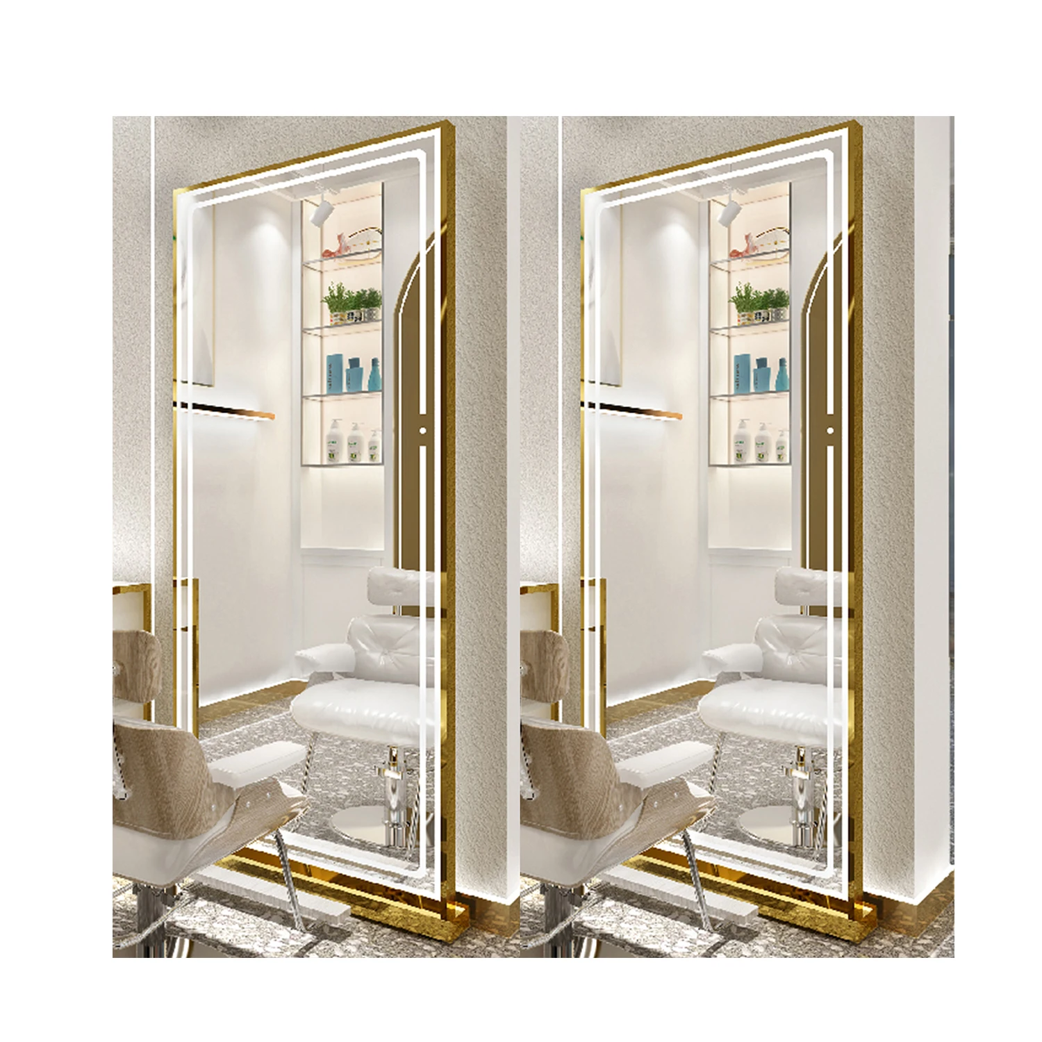 Wall Mounted LED Lighted Illuminated Feature Large Beauty Hair Salon Mirror | Mirror Bathroom Gold Makeup  | Beauty Mirror