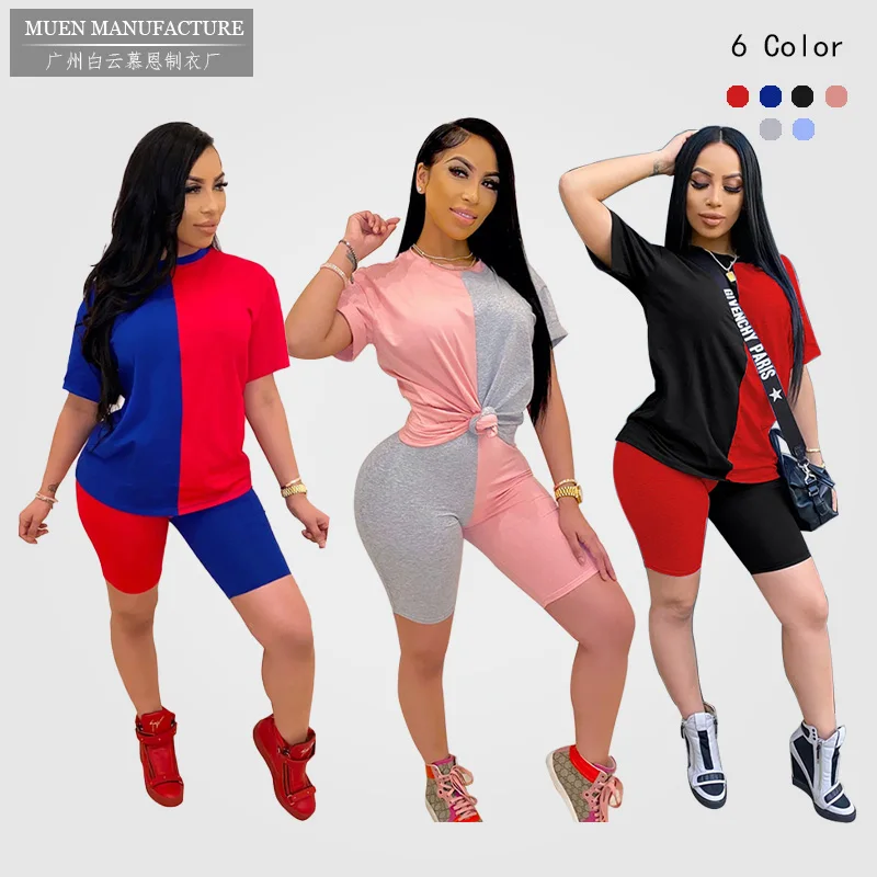 

M2823 New Arrival Two Piece Pants Set 2021 Spring Short Sleeved Women 2021 Two Piece Sets Lady Fashion Outfits