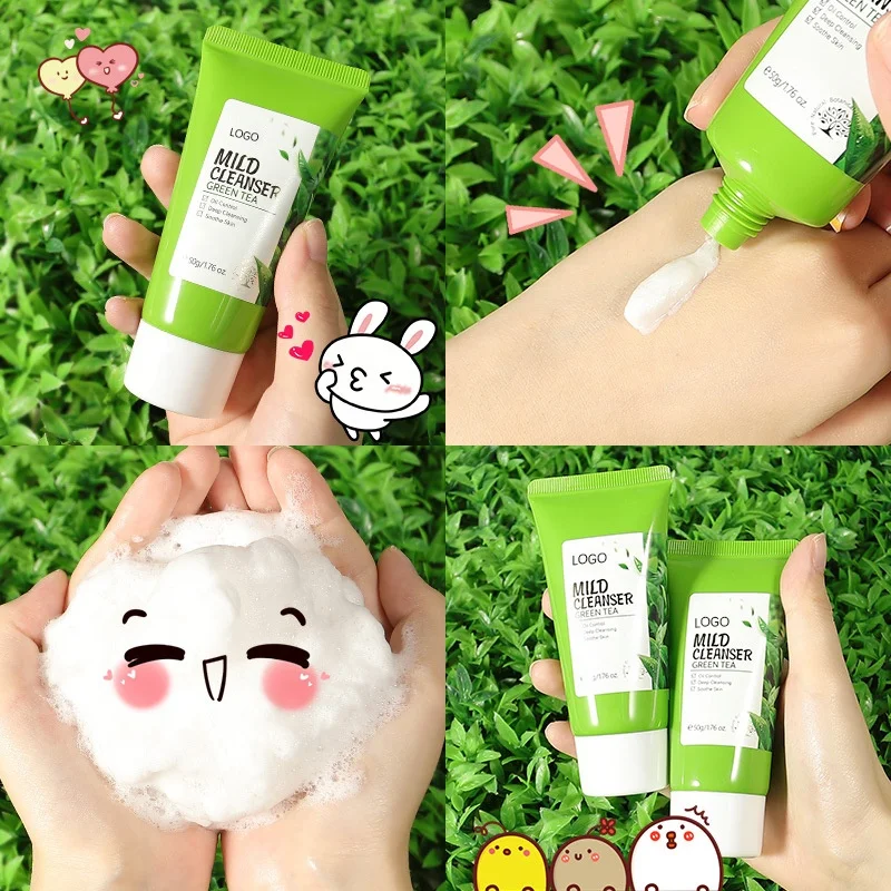

Organic Anti Acne Oil Control Green Tea Face Wash Moisturizing Deep Cleansing Face Cleanser Cream
