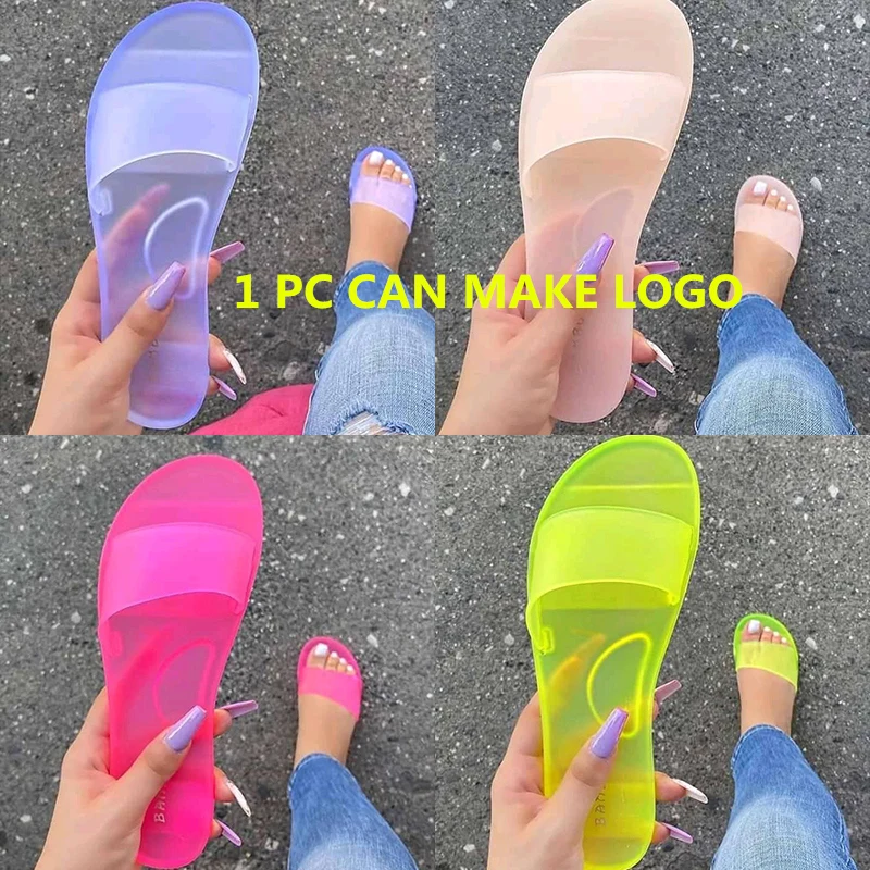 

custom LOGO 2021 Summer Women Sandals Shoes Ladies Beach Outdoor Holiday Slides jelly Flat sandals shoes