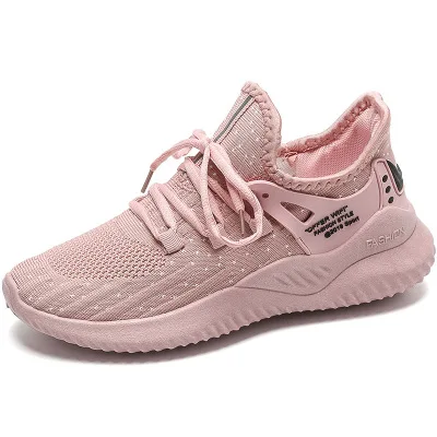 

2021 Spring Women's Sneakers Breathable Flying Woven Girls Casual Shoes Non-slip Sports Shoes