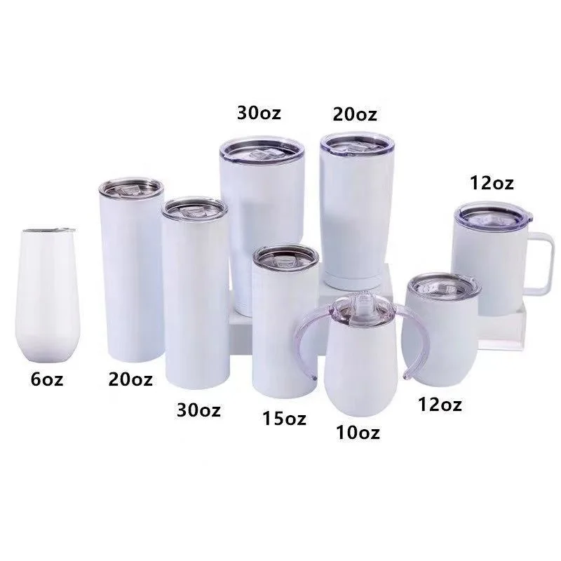 

15oz Stainless Steel Sublimation Tumbler Double Walled Vacuum Insulated Sublimation Blanks Straight Skinny Tumbler With Straw, Sliver/white/custom colors