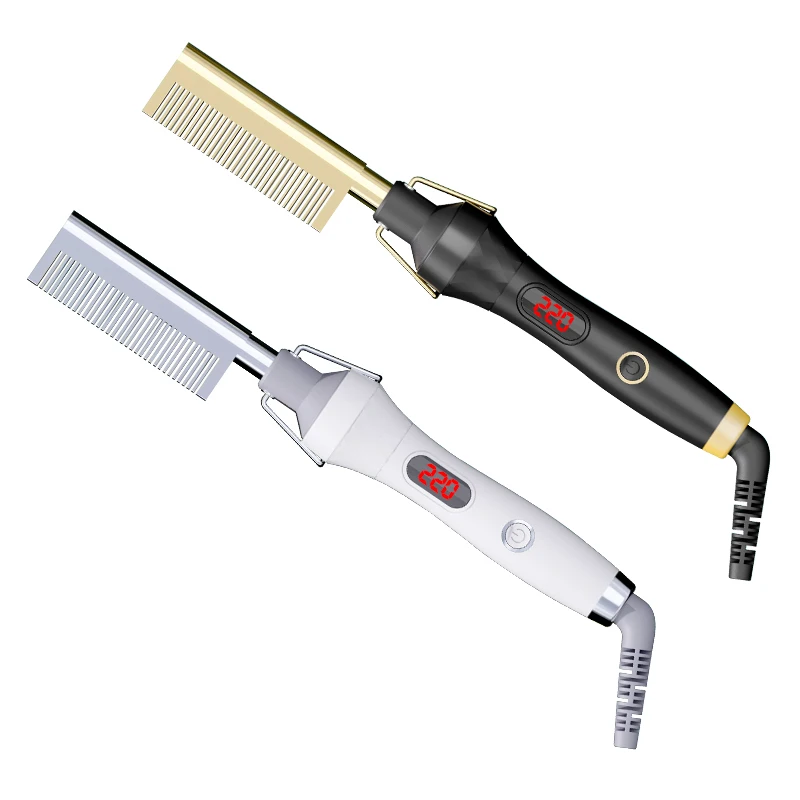 

500 Degrees Hair Straightener Glitter Pressing Combs, Hot Comb Electric Brush/, Customized color