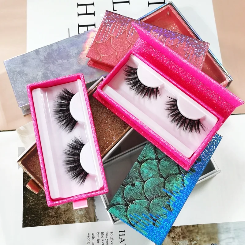 

Cardboard Box Eyelash Natural 3D Faux Mink Eyelashes 100% Handmade Custom Lash Strips