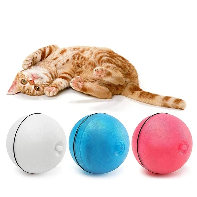 

high-quality new-design cat rolling ball plastic automatic rotation intelligent LED interactive toy, Red