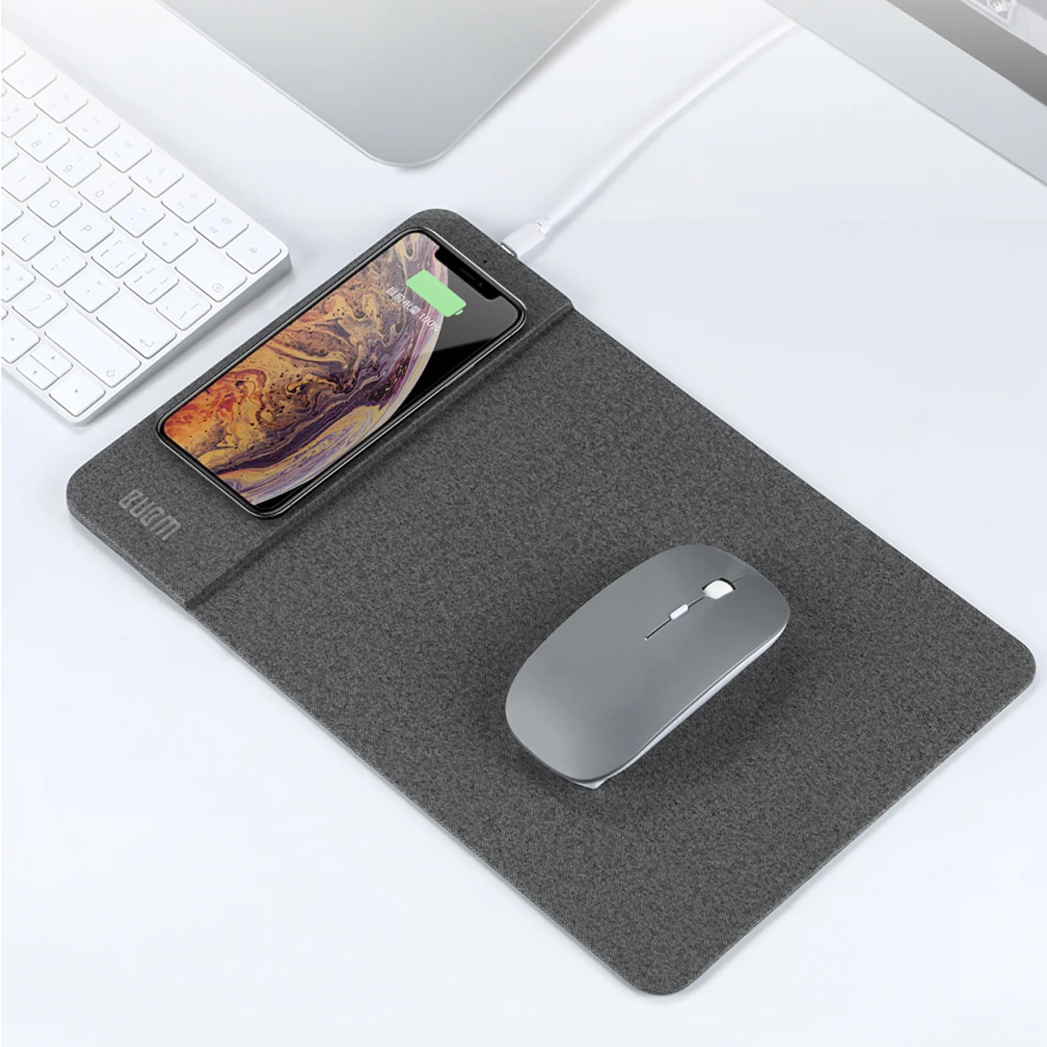 

BUBM Phone Charger Caricabatter Qi Wireless Charging Mat Mouse Pad, Gray, deep blue, dark gray, green