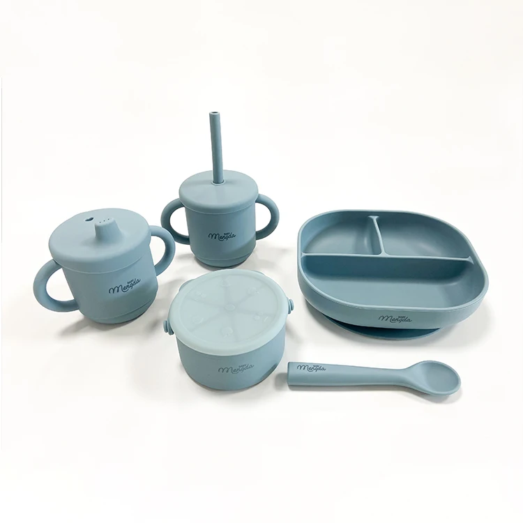 

Baby silicone baby sippy drink cup children's snack cup baby feeding plate bowl set, Natural