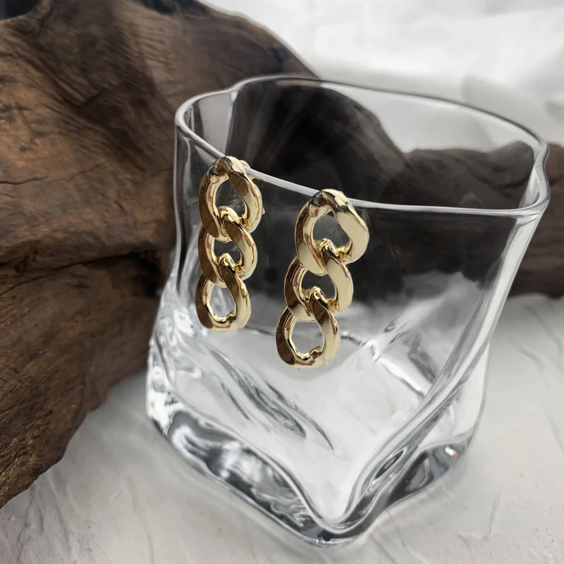 

Vershal A-34 Hot Sale Stainless Steel 18K Gold Plated Vintage Chain Drop Earrings For Women