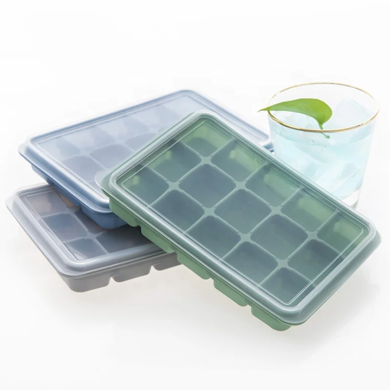 

Non stick dishwasher silicone ice cream tray with lid, wholesale silicone large ice cube mold trays for whiskey, According to pantone color
