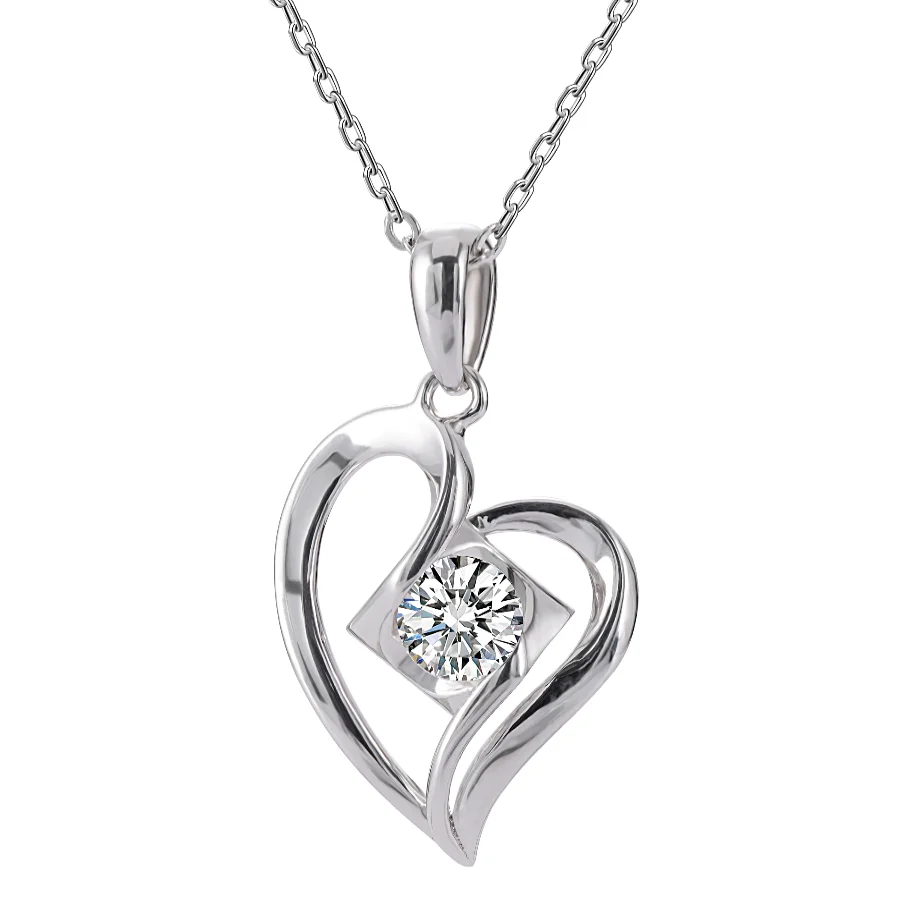 

Hot Selling Silver Jewelry Personalized Pendant Simple Design Heart Necklaces for Girls Women